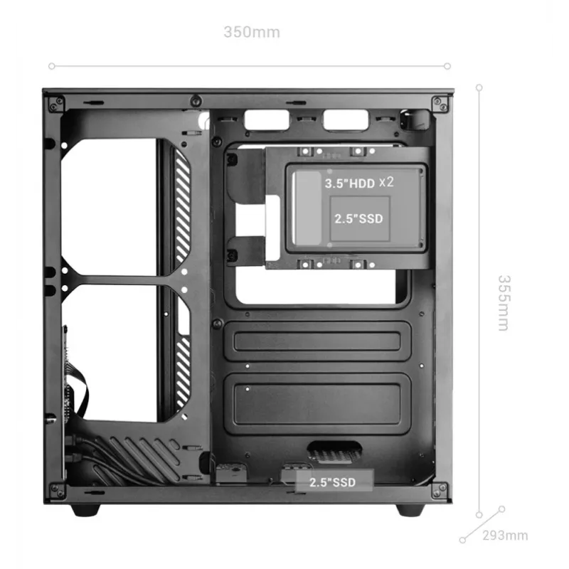 Caixa de PC Midi Tower TACENS Mars Gaming MC-INFINIOLITE, preta, vidro temperado, compatível com ATX/Micro-ATX/Mini-ITX, ventoinha de 120 mm