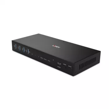 Comutador KVM Lindy 2 portas Dual Head HDMI 4K60, USB 3.0, 4096 x 2160 píxeis, 4K Ultra HD, preto