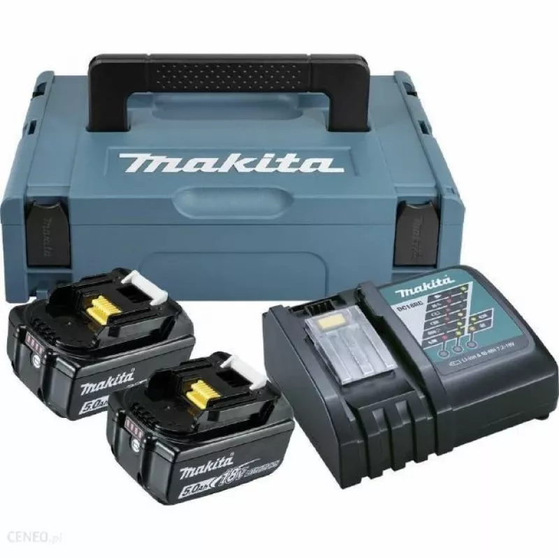 KIT DE ALIMENTAÇÃO MAKITA 18V 2x5,0Ah (BL1850Bx2+DC18RC) MAKPAC