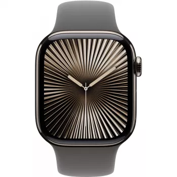 Apple Watch Series 10 GPS + Cellular 42 mm caixa de titânio natural com pulseira desportiva em cinzento-pedra – S/M (MWXD3QF/A)