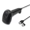 Leitor de códigos de barras manual QOLTEC 50868 — leitor laser 1D/2D, USB com e sem fios, distância de trabalho 600 mm, preto