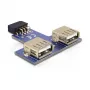 DeLOCK 9 pinos 2,54 mm 2 x USB 2.0 1 x 9 pinos 2,54 mm preto azul prateado