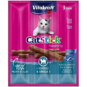 Petiscos para gatos Vitakraft CatStick 31218 vaca porco aves 18 g saco, 3 unid., sem cereais, sem açúcar