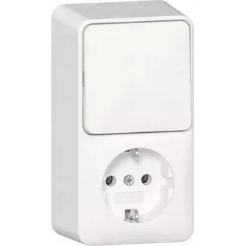 Tomada SCHUKO GIRA 417613 combinação interruptor vertical saliente RW (417613)