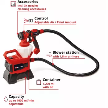 Power X-Change sistema de pulverização de tinta a bateria TE-SY 18/90 Li-Solo, 18 volts, pistola de pulverização vermelho/preto, sem bateria e carregador