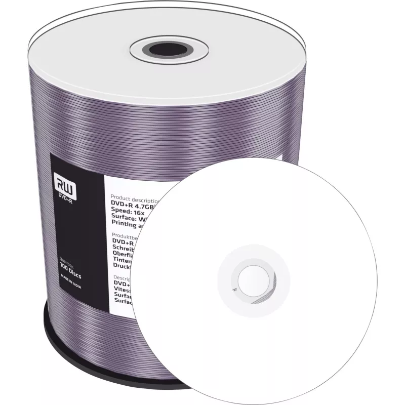 MediaRange Inkjet Fullsurface-Printable - 100 x DVD+R 16x - suporte de armazenamento (MR414)