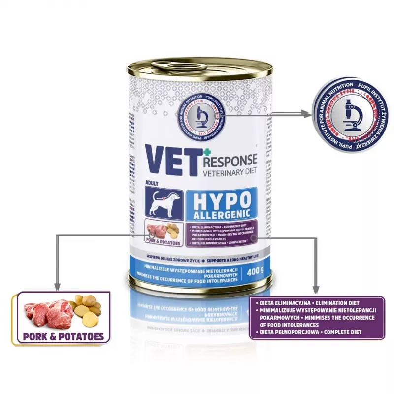 VET RESPONSE Hipoalergénico Porco - Alimento húmido para cães - 400 g