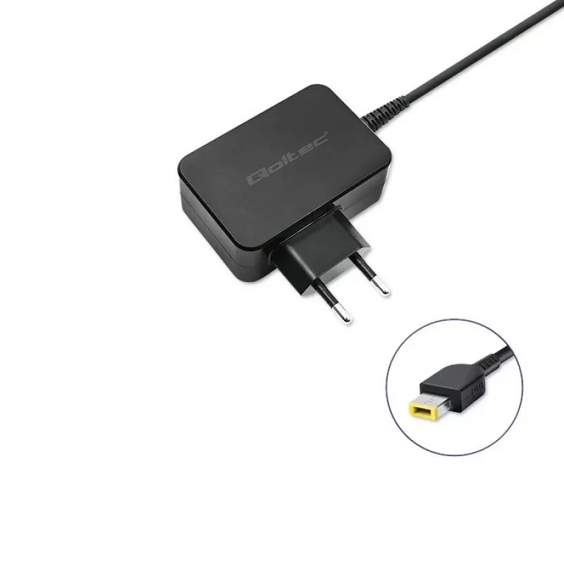 Qoltec 51035 adaptador de alimentação para Lenovo 45 W, 20 V 2,25 A, Slim tip+pin, para interior, preto