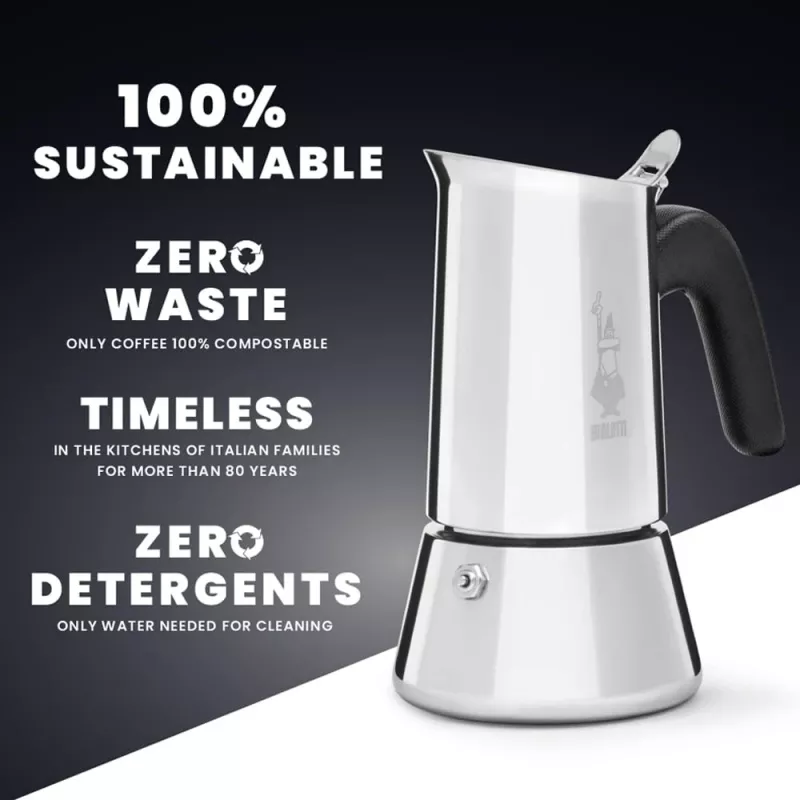 Cafeteira moka BIALETTI Venus Box 0,1 L aço inoxidável, 2 chávenas, punho de polipropileno