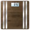 Balança de pessoa eletrónica Medisana BS 552 — cor prateada com superfície de bambu, máx. 180 kg, precisão de 100 g, Bluetooth, IMC, composição corporal