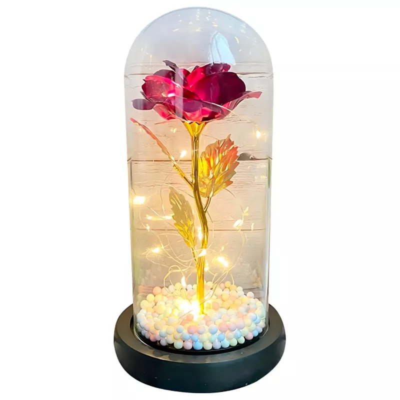 Rosa eterna em vidro Extralink Home, LED vermelho brilhante