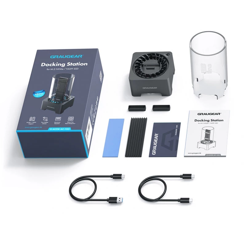 GRAUGEAR G-M2DK-AC-10G estação de acoplamento para unidade de armazenamento USB 3.2 Gen 2 (3.1 Gen 2) Type-C preto (G-M2DK-AC-10G)