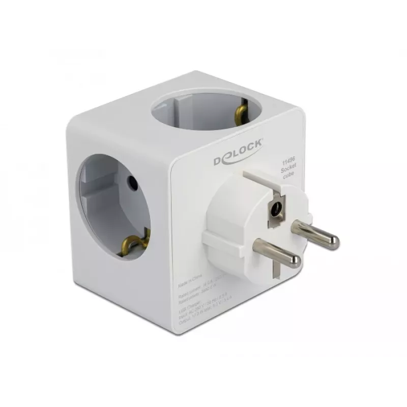 Adaptador de ficha de rede tipo F DeLOCK 11496 2 portas USB 5 V 2,4 A 3 A