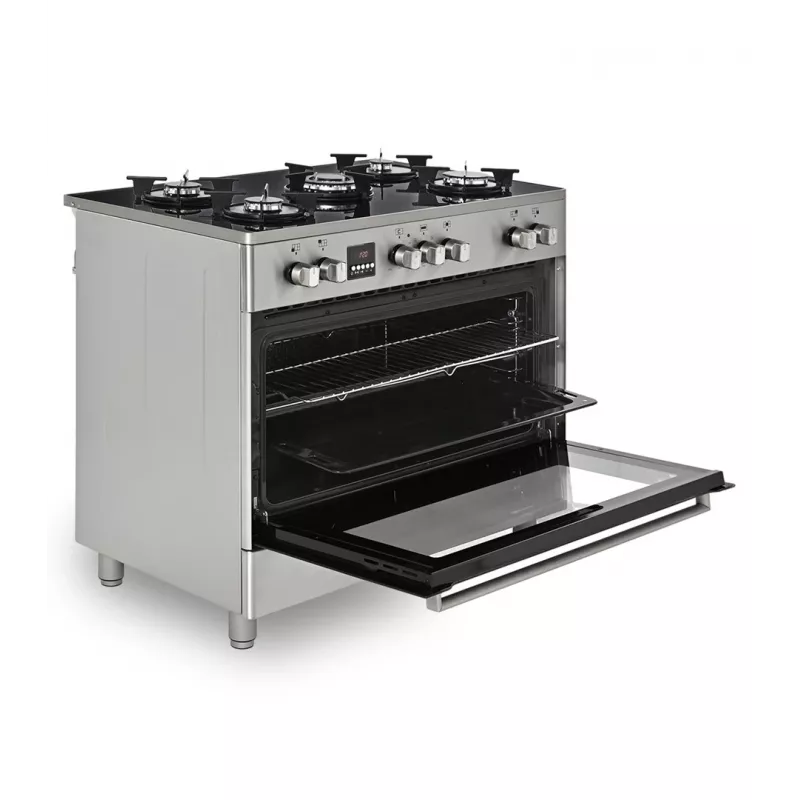 Fogão misto a gás e elétrico de instalação livre Ravanson KWGE-K90, 5 zonas de cozedura, 90 cm, inox