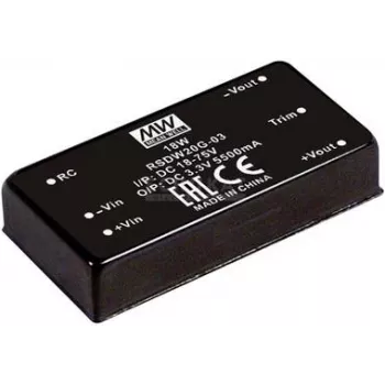 Fonte de alimentação/conversor Mean Well RSDW20G-03 — 20 W, entrada 18–75 V, saída 3 V, RoHS