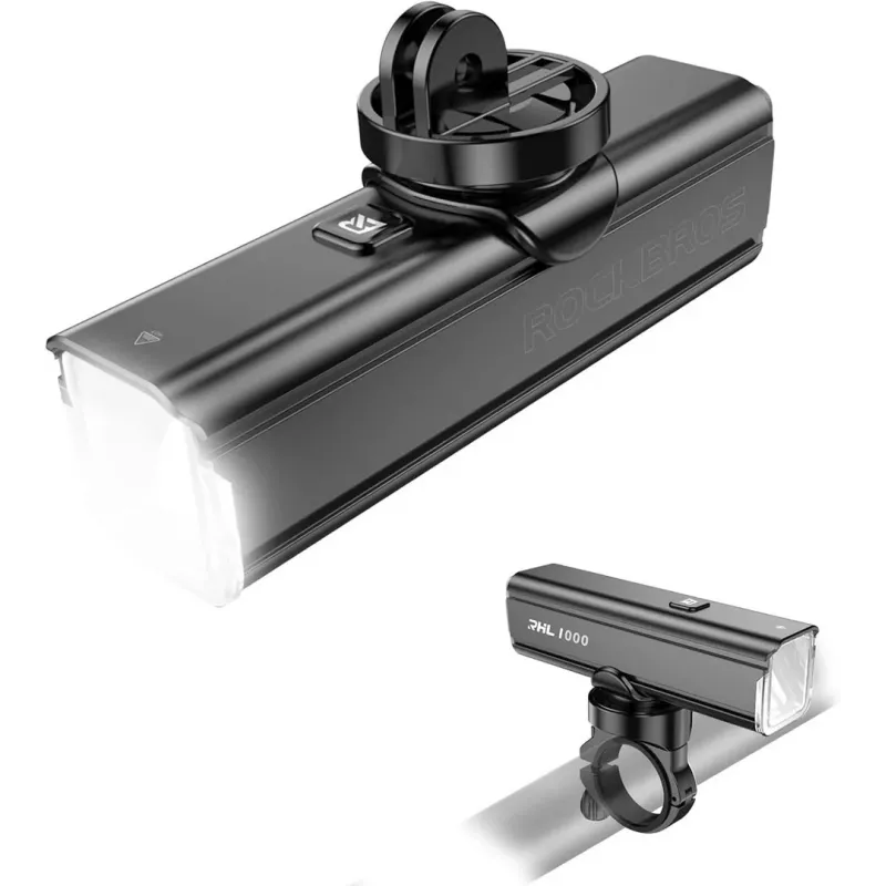 Luz frontal de bicicleta Rockbros RHL1000 24610002001 1000 lm + cabo USB-C para USB-A, preto