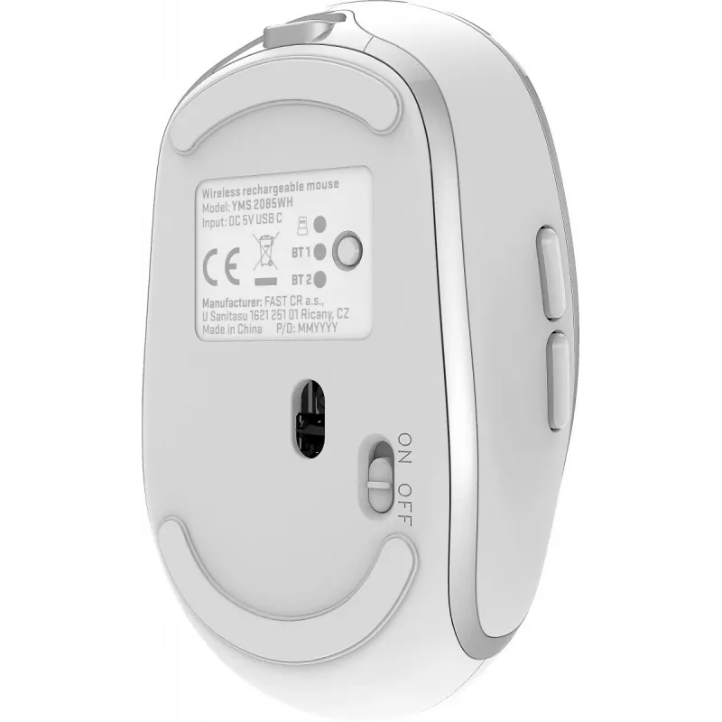 Rato sem fios DUAL WiFi+Bluetooth, bateria recarregável, 5 botões