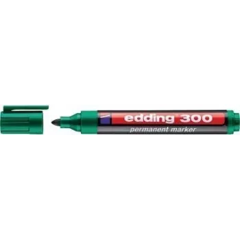 Marcador permanente Edding 300 — ponta verde, espessura de traço 1,5 mm, pack de 10