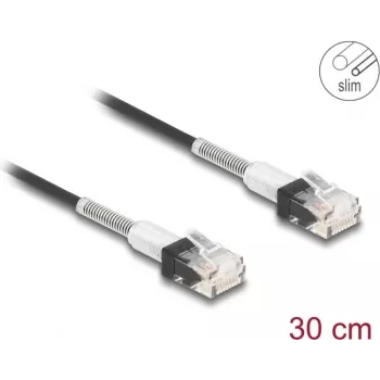 Cabo de rede DeLOCK RJ45 0,3 m Cat.6A UTP fino preto