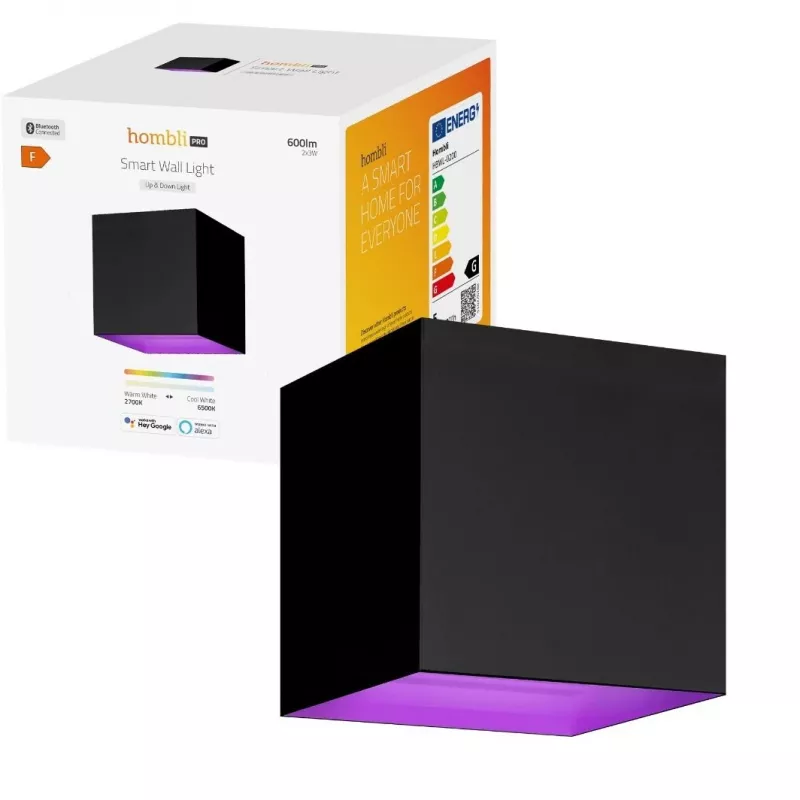 Aplique de parede exterior inteligente Hombli, preto