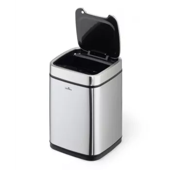 Balde do lixo Durable NO TOUCH 6L retangular aço inoxidável prateado preto