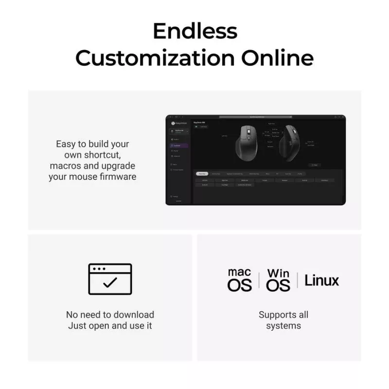 Rato Keychron M6 destro universal — ótico, RF sem fios + Bluetooth + USB-C, 30000 DPI, preto