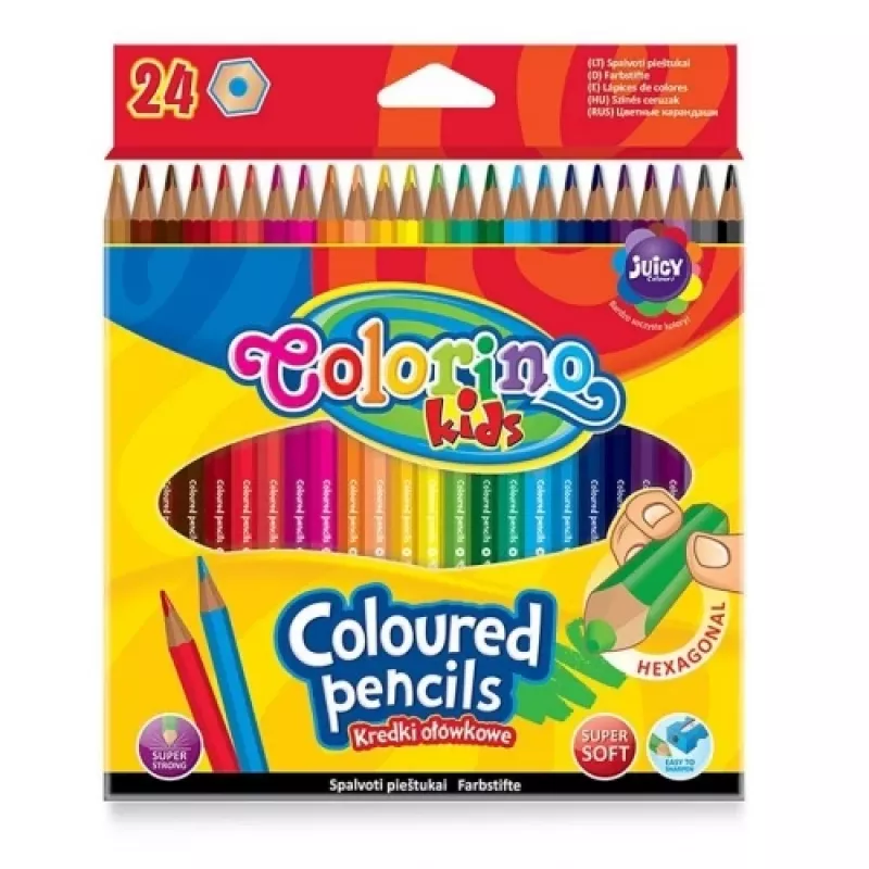Lápis de cor sextavados Colorino Kids 24 cores