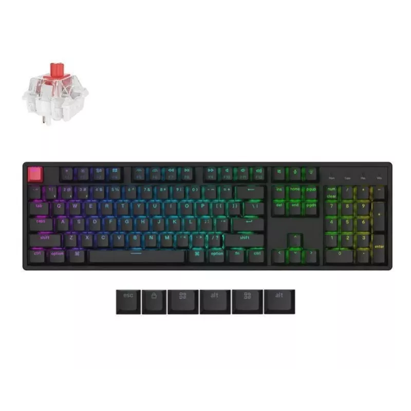 Keychron K10 QMK RGB teclado mecânico sem fios, tamanho completo, preto