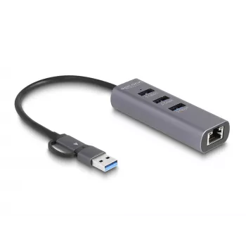 Estação de acoplamento e replicador de portas para portátil DeLOCK 64282 com fios USB 3.2 Gen 1 (3.1 Gen 1) Type-C cinzento (64282)