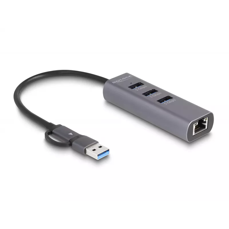 Estação de acoplamento e replicador de portas para portátil DeLOCK 64282 com fios USB 3.2 Gen 1 (3.1 Gen 1) Type-C cinzento (64282)