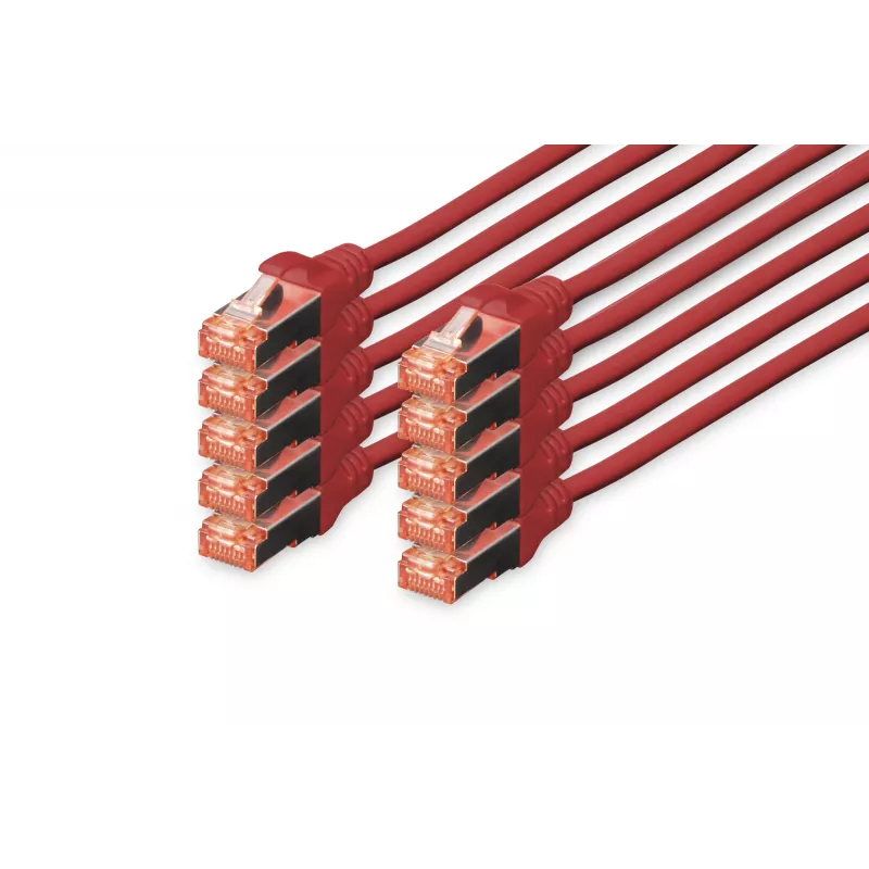 DIGITUS CAT 6 S/FTP conjunto de cabos patch DK-1644-010-R-10, 1 m, vermelho, 10 unid.