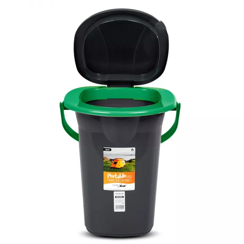 GreenBlue GB320BG sanita portátil de campismo em balde, preto/verde
