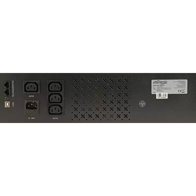 Gembird - UPS Rack 19'' 3,4U 1500VA, 4 saídas IEC 230V, entrada IEC14, RJ11, USB, LCD Line-Interactive 1,5 kVA 900 W 4 tomadas