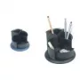 Copo para canetas helit Multi-Pen Cup Linear, 4 compartimentos, rotativo, preto em poliestireno, redondo, diâmetro: 150 mm, altura: 112 mm (H6390595)