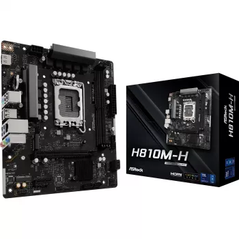 Placa-mãe ASROCK H810M‑X micro ATX Intel H810 LGA 1851 DDR5 2× DIMM 128GB M.2 2.5GbE HDMI DisplayPort