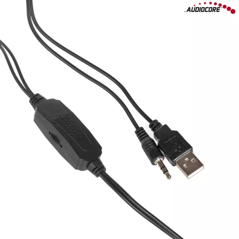 Audiocore AC865B altifalantes USB 2.0 para computador, 6 W, preto/azul