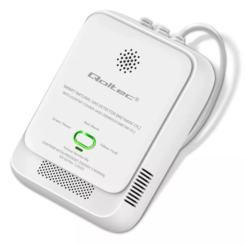 Sensor de fuga de gás QOLTEC NG 85dB LE – detetor de gás natural (CH4), alarme acústico 85 dB