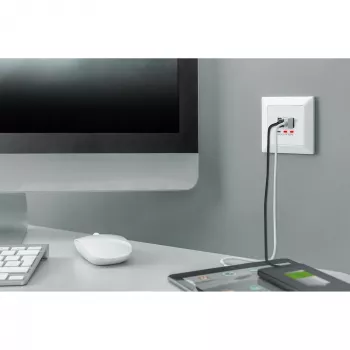 DIGITUS DA-70618 - saída USB - USB, USB Type-C - 2 portas USB, 1 conector fêmea USB-C - 3,1 A - RAL 9003, branco sinal