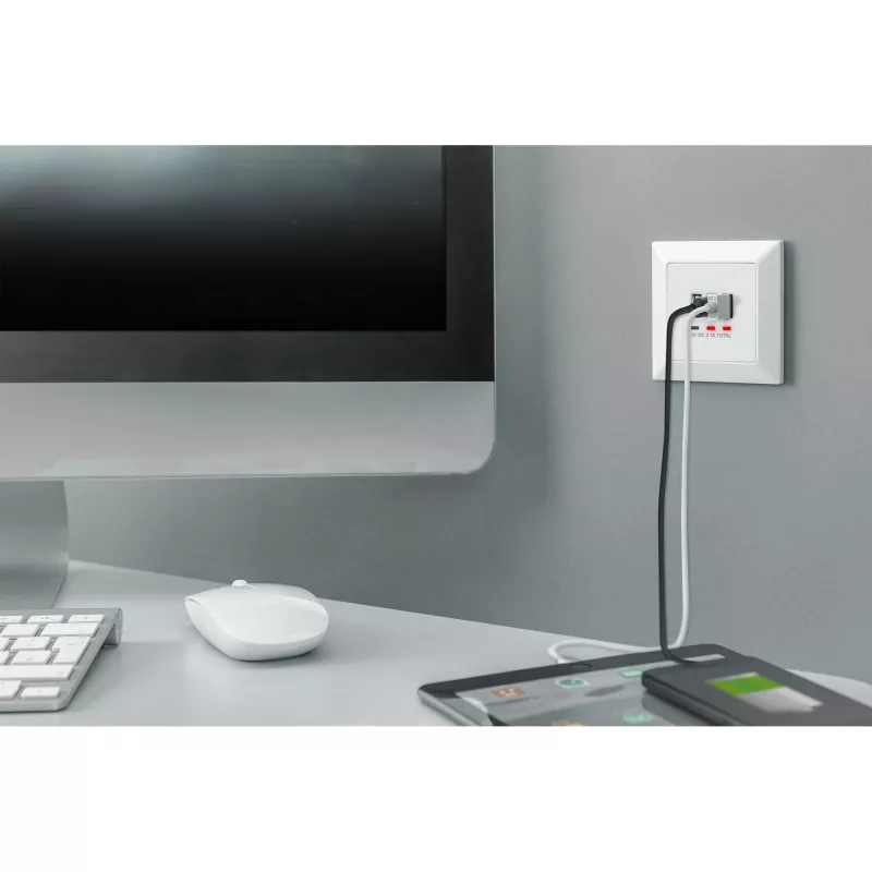 DIGITUS DA-70618 - saída USB - USB, USB Type-C - 2 portas USB, 1 conector fêmea USB-C - 3,1 A - RAL 9003, branco sinal