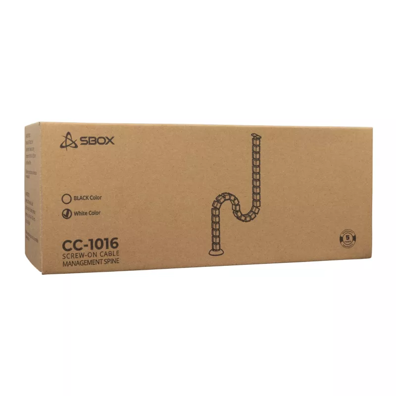Gestão de cabos SBOX CC-1016W branca, 16 ranhuras para cabos de rede e de alimentação