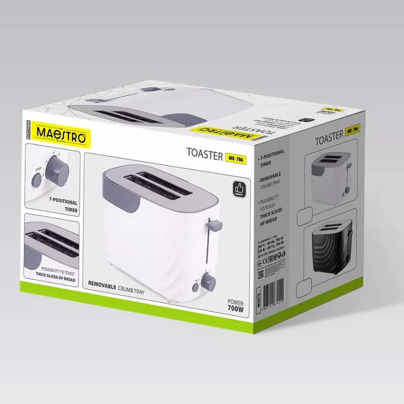 Torradeira Maestro MR-706 branca, 2 fatias, branca