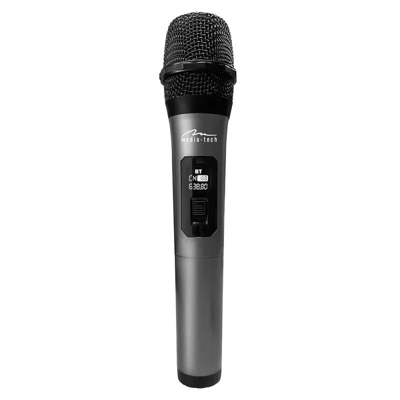 Microfone de karaoke MEDIA-TECH MT398 sem fios, USB-C, a pilhas, alcance de 20 m, preto