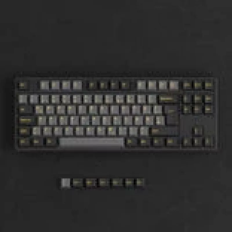 Teclado mecânico gaming AKKO Preto & Dourado 5087S, interruptores Akko V3 Cream Yellow Pro, iluminação RGB