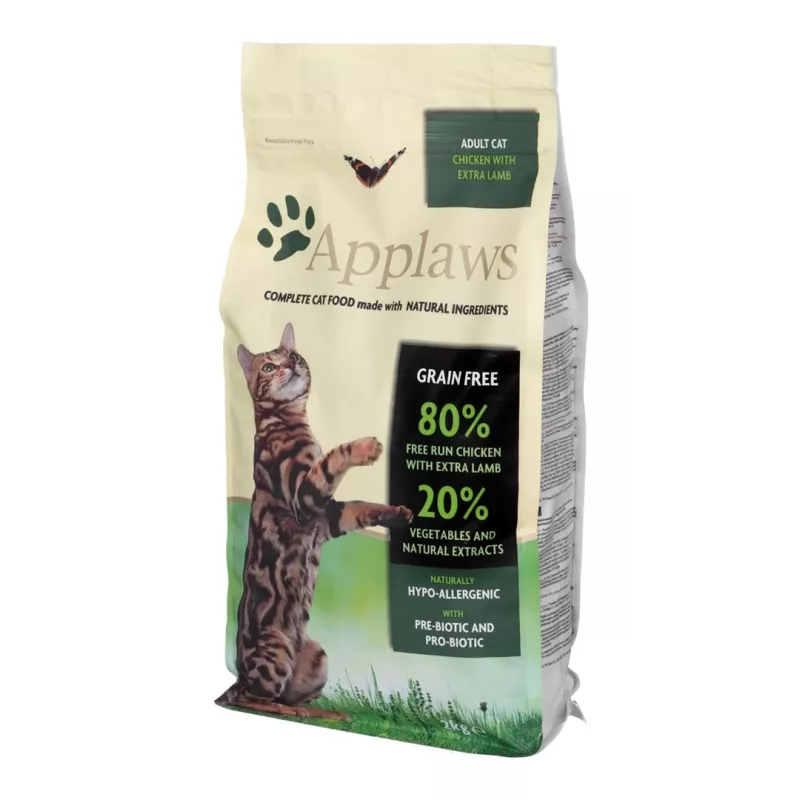 Comida seca para gatos Applaws Adult Frango & Borrego 2 kg — sem cereais, 36% proteína, 16% gordura