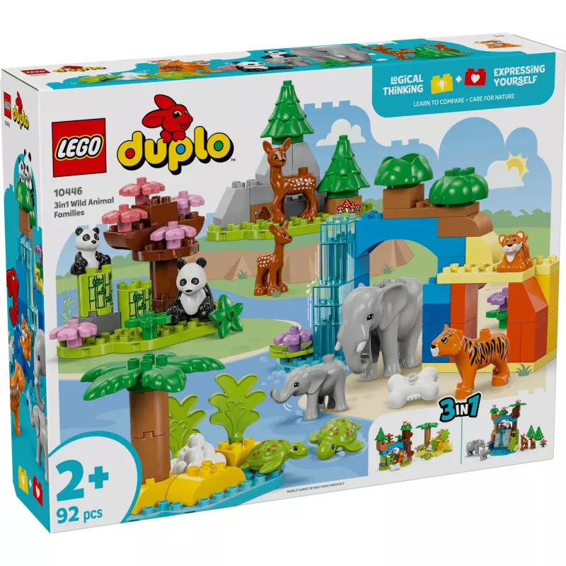 LEGO DUPLO Town Famílias de Animais Selvagens 3 em 1 10446 – 92 peças, a partir dos 2 anos, 200×220×340 mm