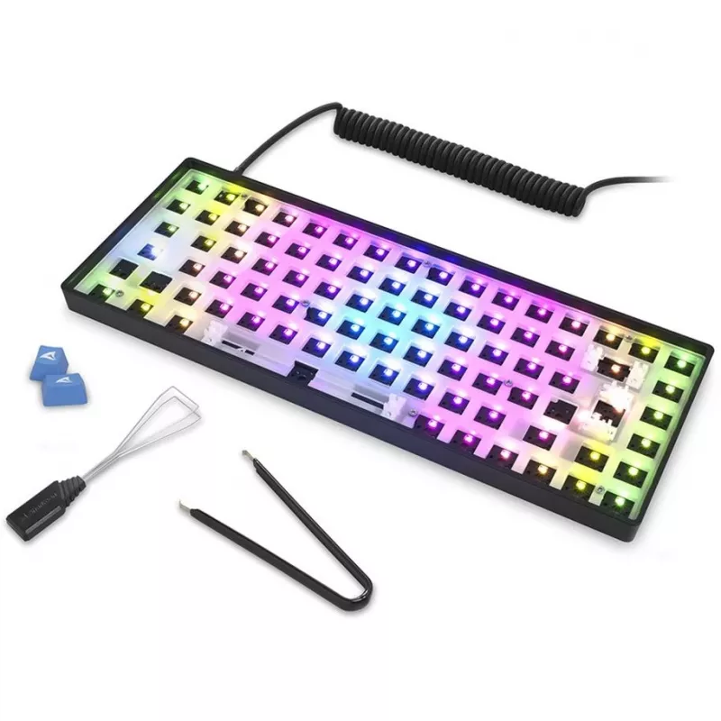 Sharkoon SKILLER SGK50 S3 Barebone Teclado Gaming - teclado gaming totalmente personalizável em layout 75%, Hot-Swap, iluminação RGB, layout QWERTZ