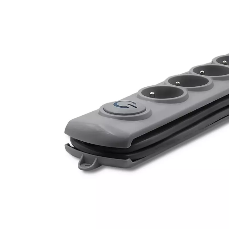 Proteção contra sobretensões Qoltec 50166 cinzento 6 tomadas AC 230V 3m