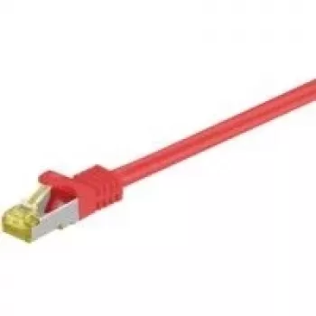 Cabo de rede Goobay Cat.7 patch, S/FTP (PiMF), vermelho, 0,25 m - LSZH isento de halogéneos, cobre, ficha RJ45 (91571)