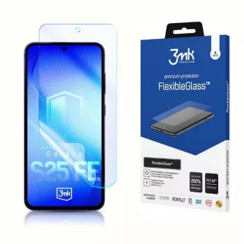 Película de proteção de ecrã em FlexibleGlass temperado 3MK para modelo Samsung Galaxy S25 FE