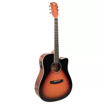 Guitarra eletroacústica V-tone VEAG1 CE 4/4 madeira — Dreadnought tamanho completo, Cutaway, tampo em abeto, fundo e ilhargas em mogno, pré-amplificador incorporado
